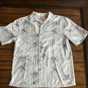 Men’s Jos. A. bankTommy 100% silk button down light blue palm tree shirt Small